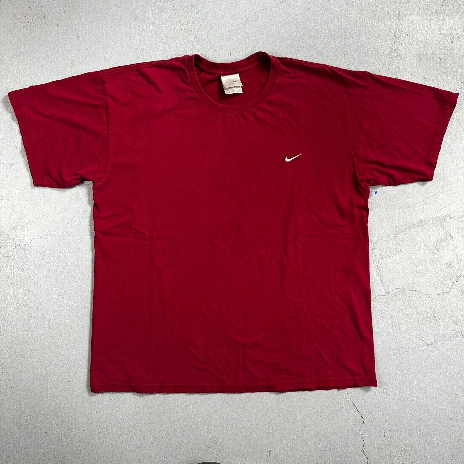 Nike Silver Tag Y2K VTG T Shirt Maroon Red Large Basic Essential Center Swoosh