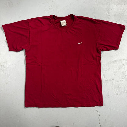 Nike Silver Tag Y2K VTG T Shirt Maroon Red Large Basic Essential Center Swoosh