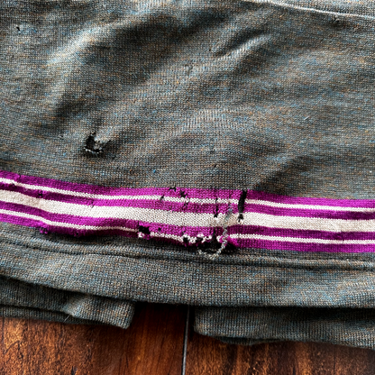 Antique 1920s Green Stripe Wool Bathing Suit Women Swimsuit Art Deco 20s 30s