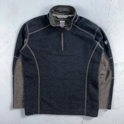 Kuhl Youth Size M (10-12) Navy Gray Kashmira Fleece Pullover Sweater Quarter Zip