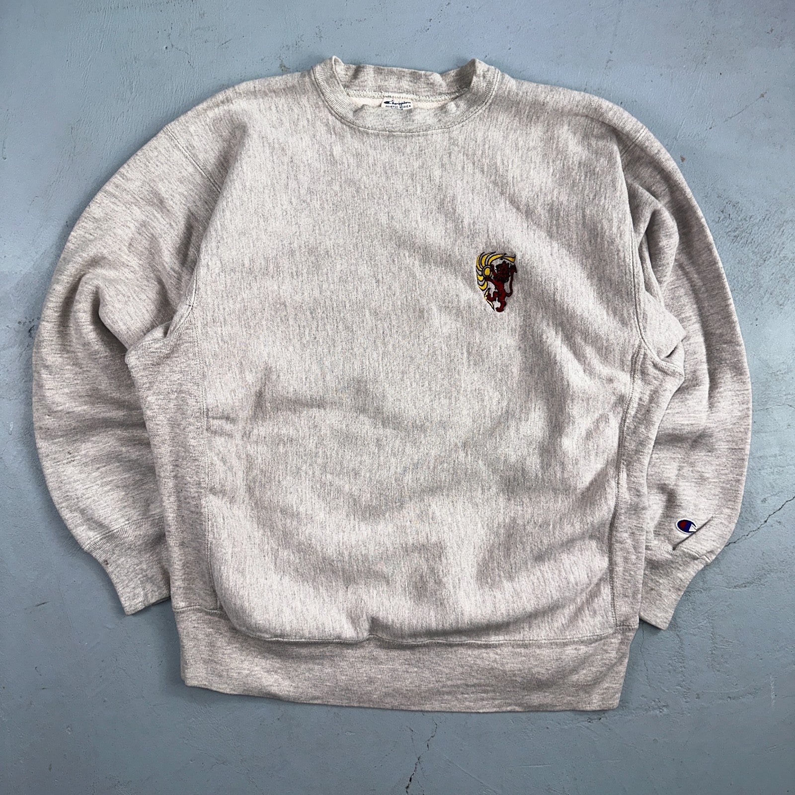 VTG 80s Champion Reverse Weave Crewneck Sweatshirt Gray USA XL Lion Sun Motif