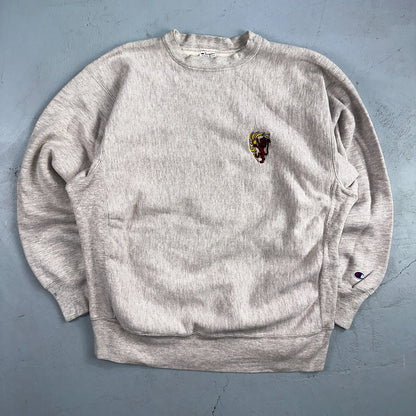 VTG 80s Champion Reverse Weave Crewneck Sweatshirt Gray USA XL Lion Sun Motif