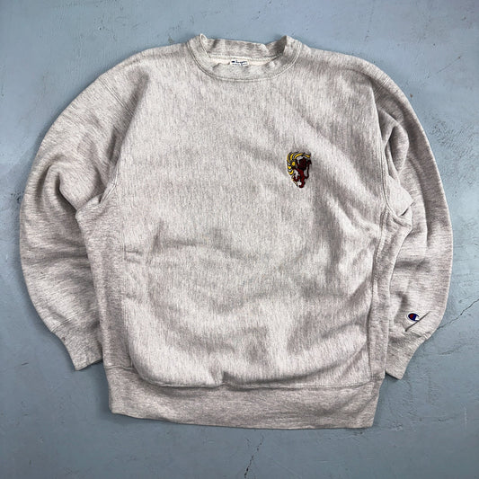 VTG 80s Champion Reverse Weave Crewneck Sweatshirt Gray USA XL Lion Sun Motif