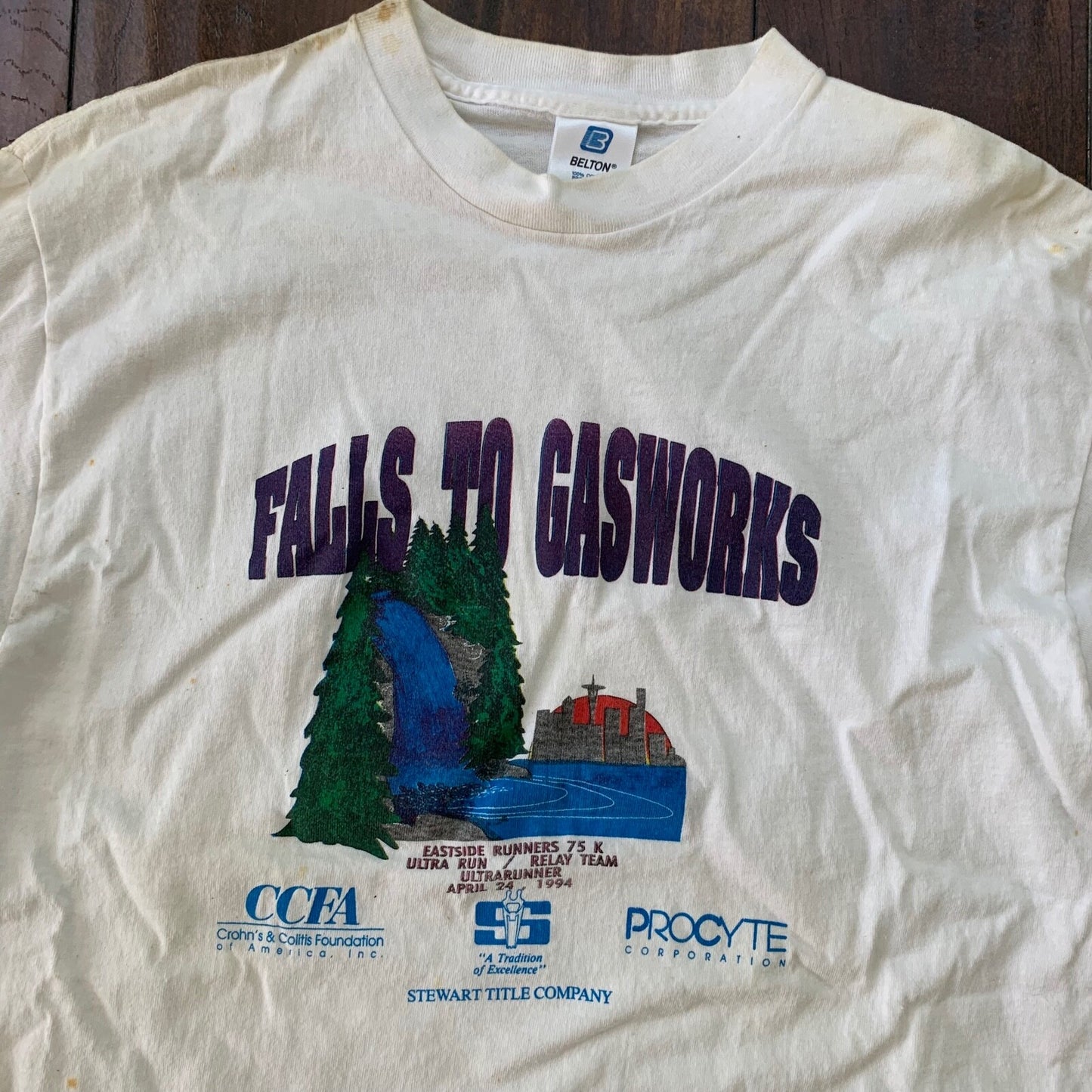 Falls To Gasworks Vintage T Shirt Nike West Coast 1994 90s Running Hills Cool 