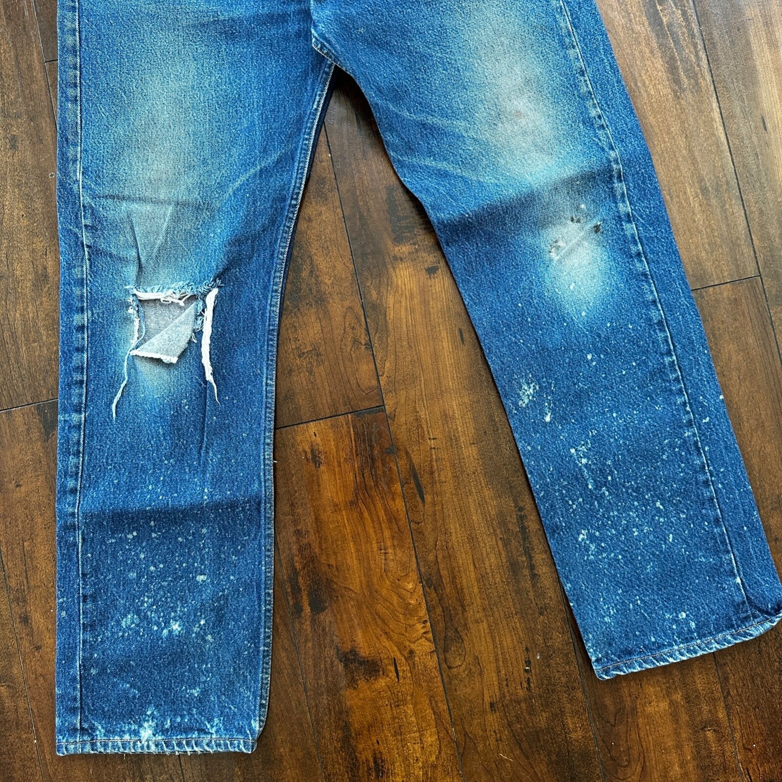 VTG 80s Levis 501 Button Fly 38x36 USA Tag Jeans Straight Wash Blue XX Act 34x31