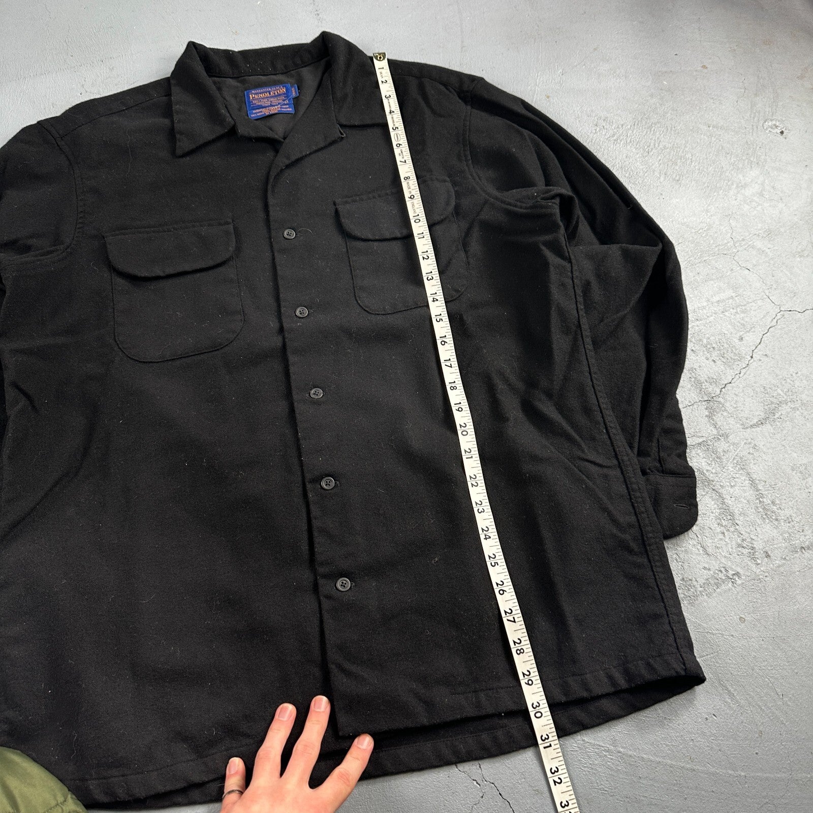 Pendleton Original Board Shirt BLACK 100% Wool Button Down Men’s Size L Long VTG