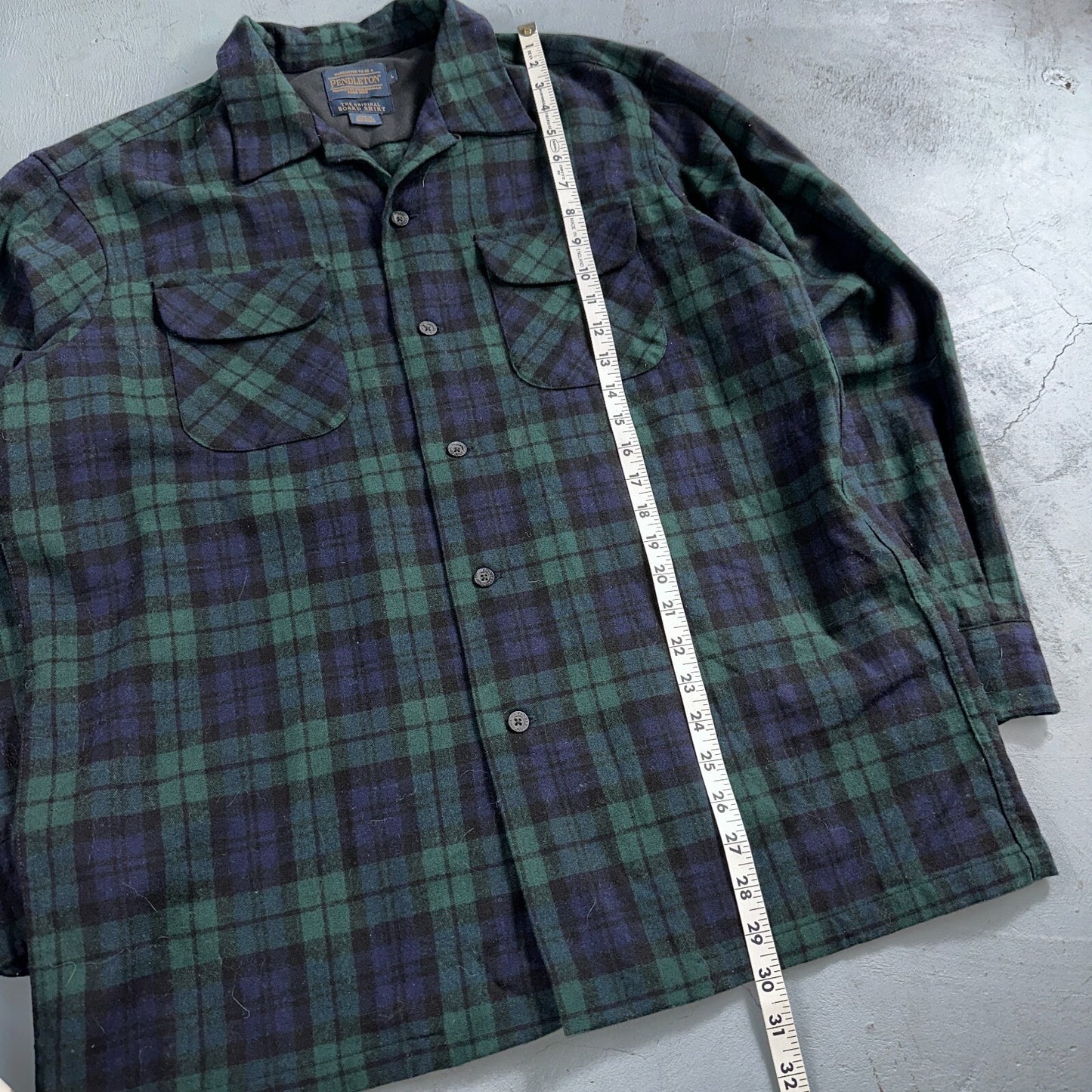 Pendleton Original Board Shirt Mens L Plaid Loop Collar 100% Wool Long Sleeve