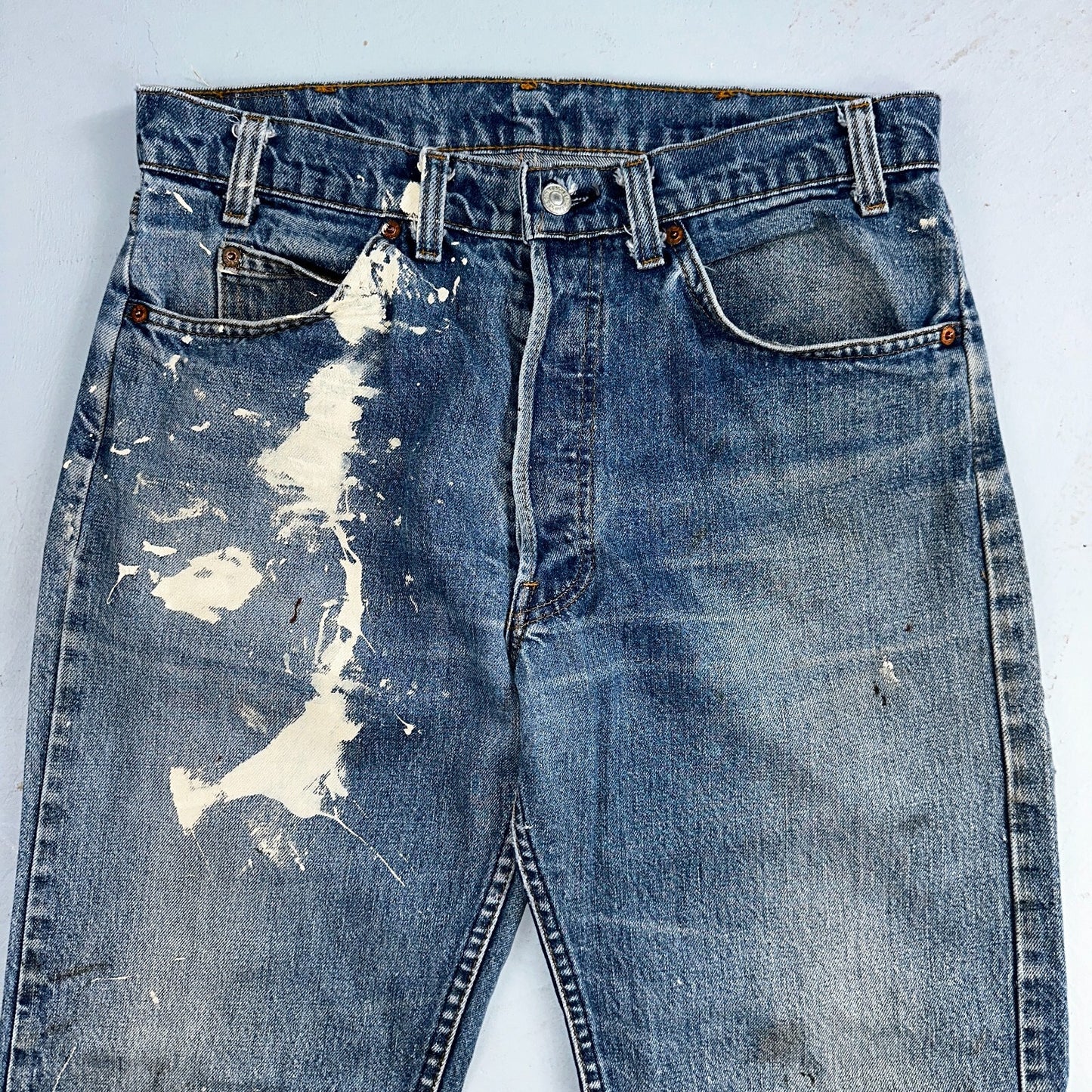Levis 501 Vintage 80s USA XX Straight Leg Jeans Blue 20502 Paint 34x32 Act 32x30