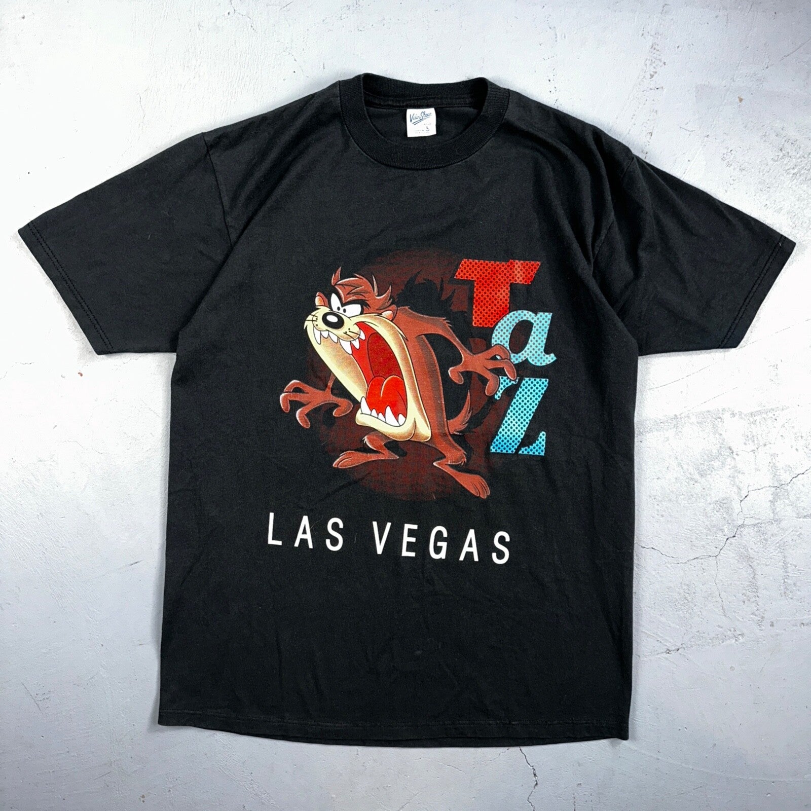 VTG Taz Shirt Mens Large Black Las Vegas Warner Bros 95 Tasmanian Devil 1990s