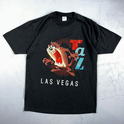 VTG Taz Shirt Mens Large Black Las Vegas Warner Bros 95 Tasmanian Devil 1990s