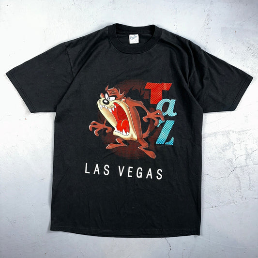 VTG Taz Shirt Mens Large Black Las Vegas Warner Bros 95 Tasmanian Devil 1990s