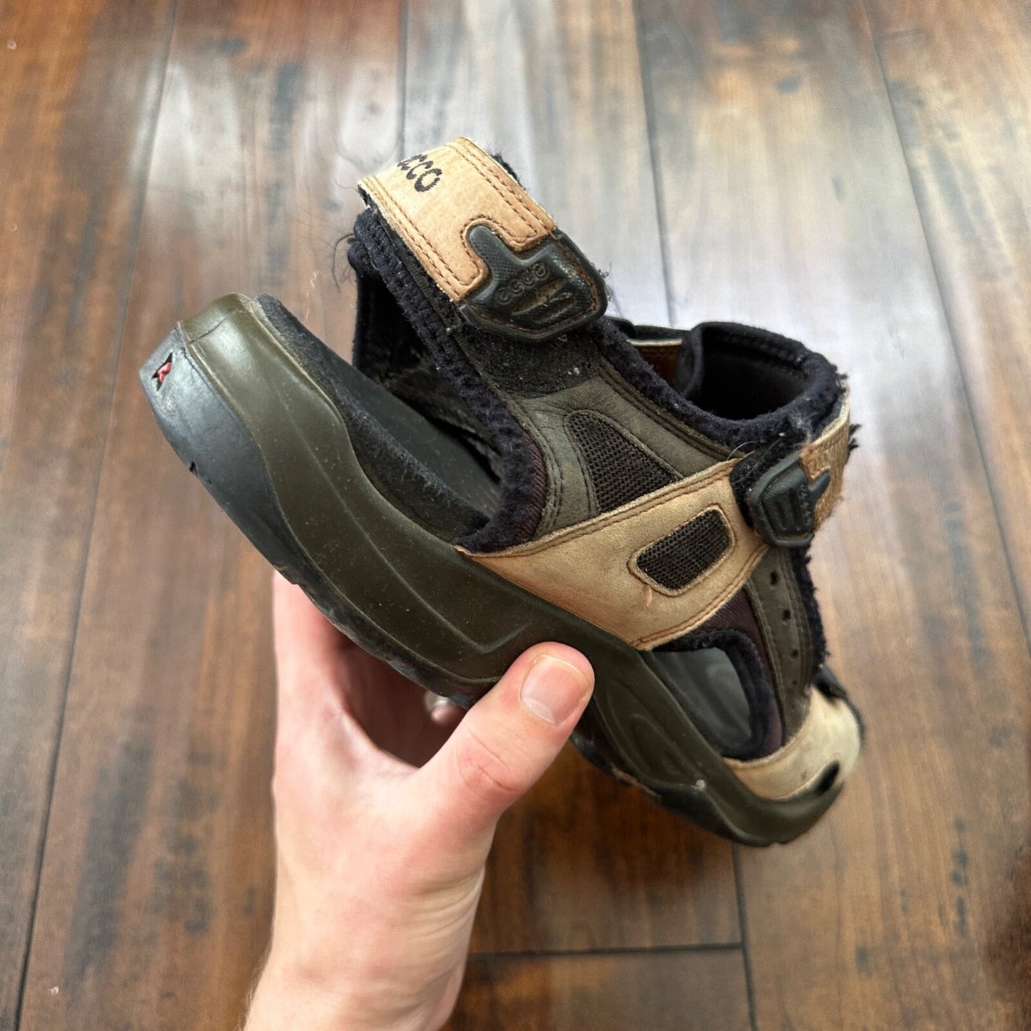 ECCO Yukatan Receptor Brown Leather Sport Sandal Shoes Mens EU 44