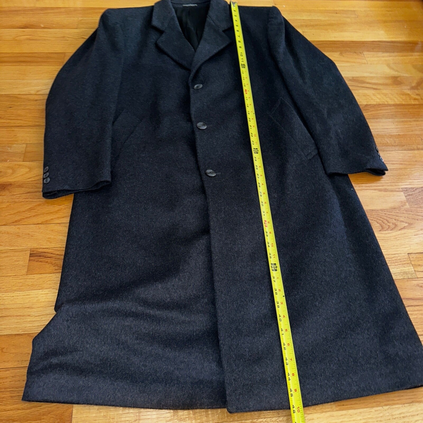 Silver Cloud Mens Coat 44R Black Cashmere Blend Italy Peacoat Jacket Long Winter