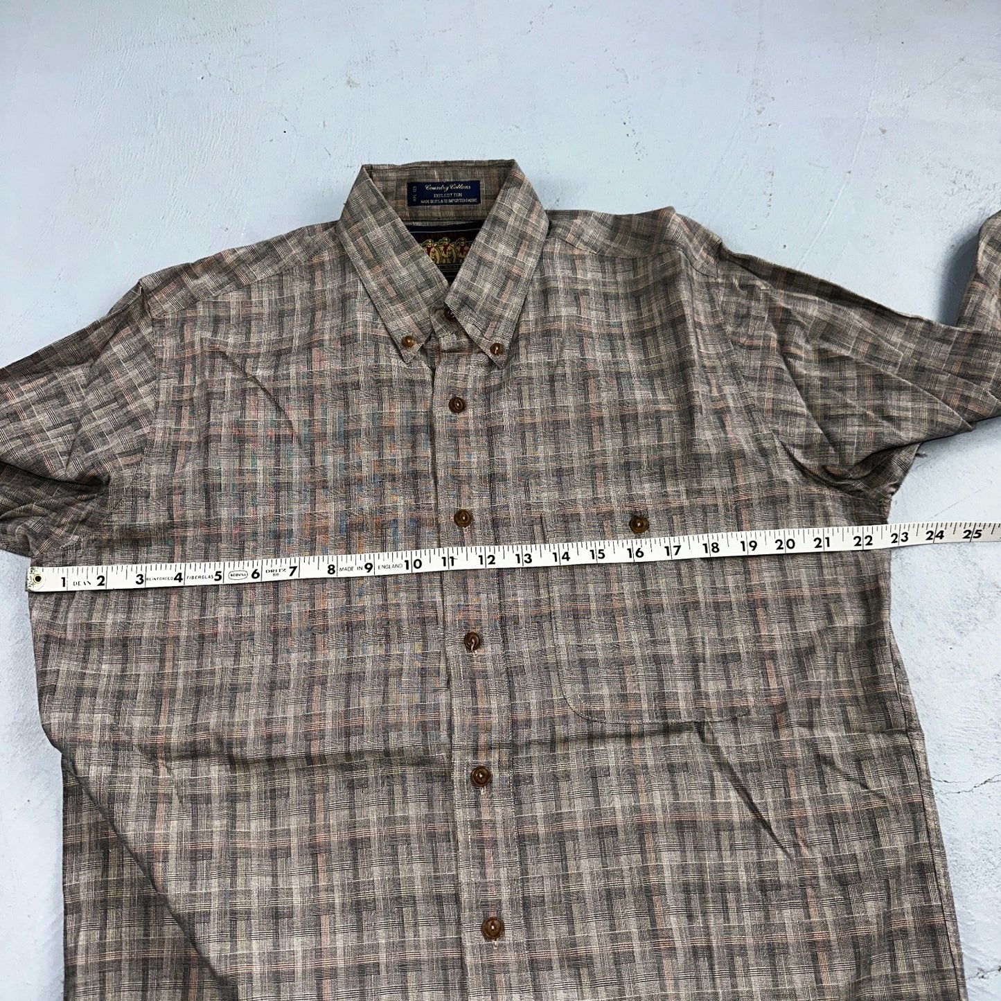 Vintage 90s Ralph Lauren Chaps 15 Plaid Shirt Grey Country Cottons Classic
