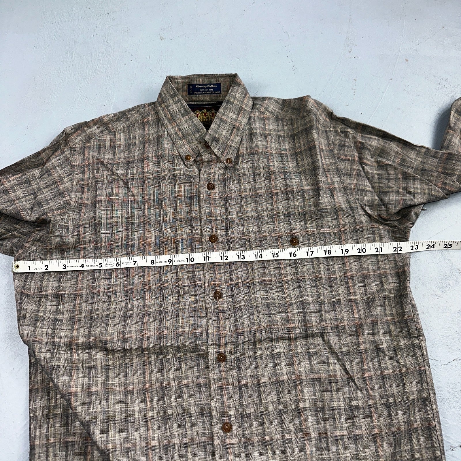 Vintage 90s Ralph Lauren Chaps 15 Plaid Shirt Grey Country Cottons Classic