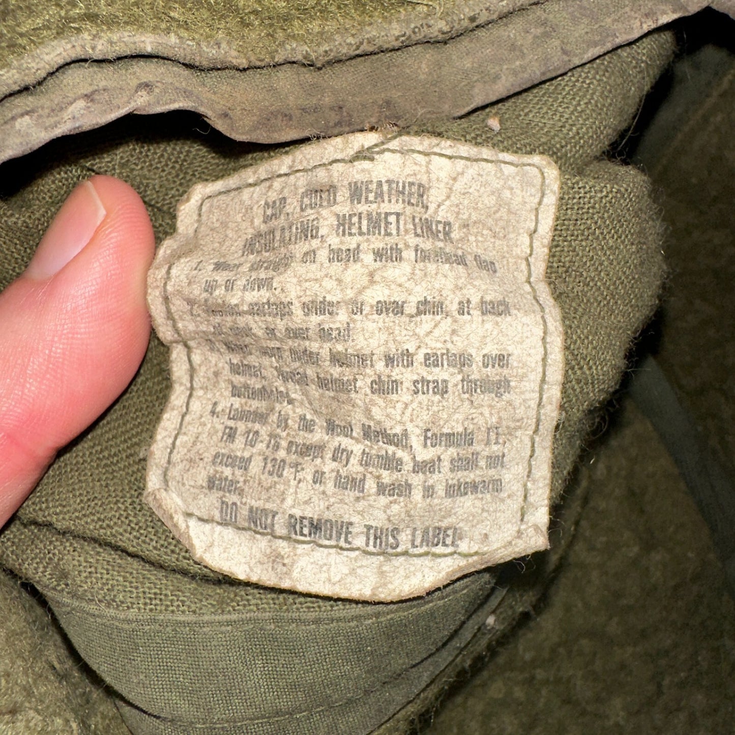 Mil Spec 1982 Hat Cap Cold Weather Insulating Helmet Liner Sn72-6030 Size 7-1/2