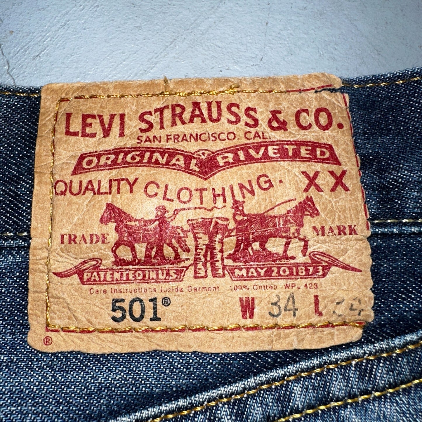 Levis 501 Vintage Y2K XX Straight Leg Jeans Blue Med Wash 34x34 Act 33x27