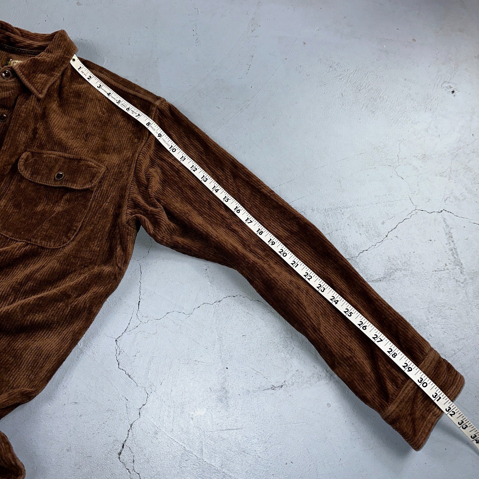 True Grit Brown Tan Shirt Mens L Corduroy Camp Hike Chore Button Down Shirt USA