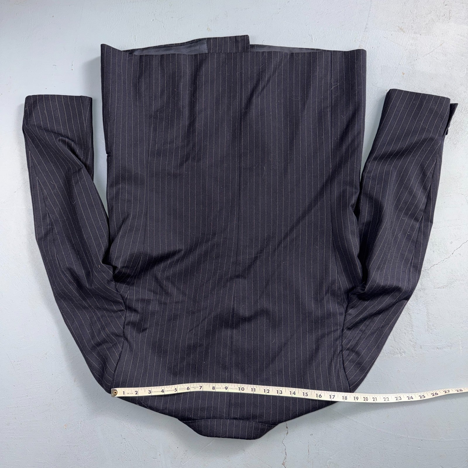 VTG Wool Suit Italy 54 Jacket Sport Coat Virgilini Double Breast Pin Stripe 80s