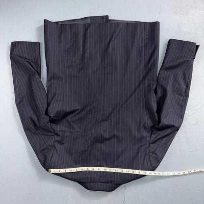 VTG Wool Suit Italy 54 Jacket Sport Coat Virgilini Double Breast Pin Stripe 80s