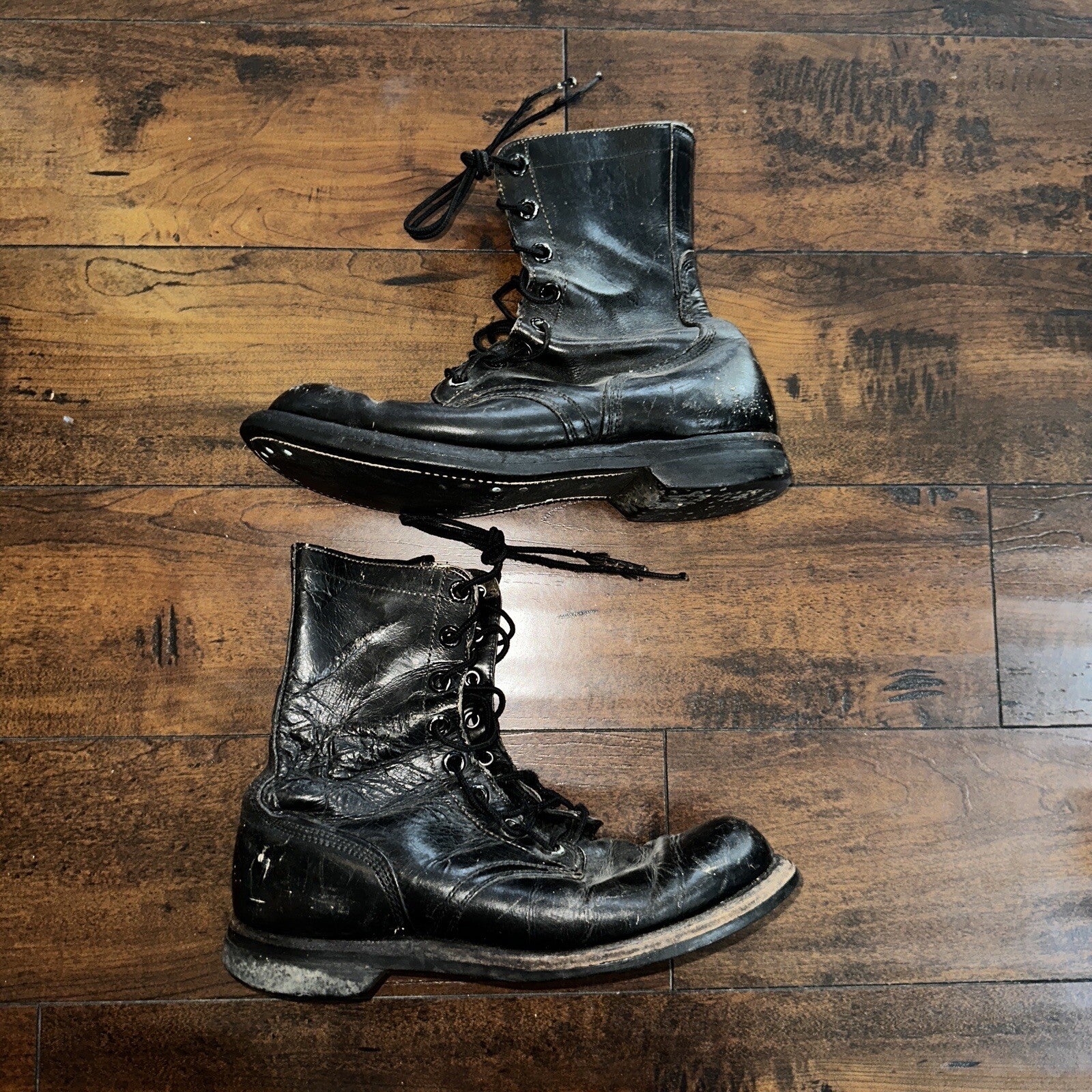 VTG Military Black Lace Up Work Boots 1950s 50s 60s Post WWII Size 8 ? High