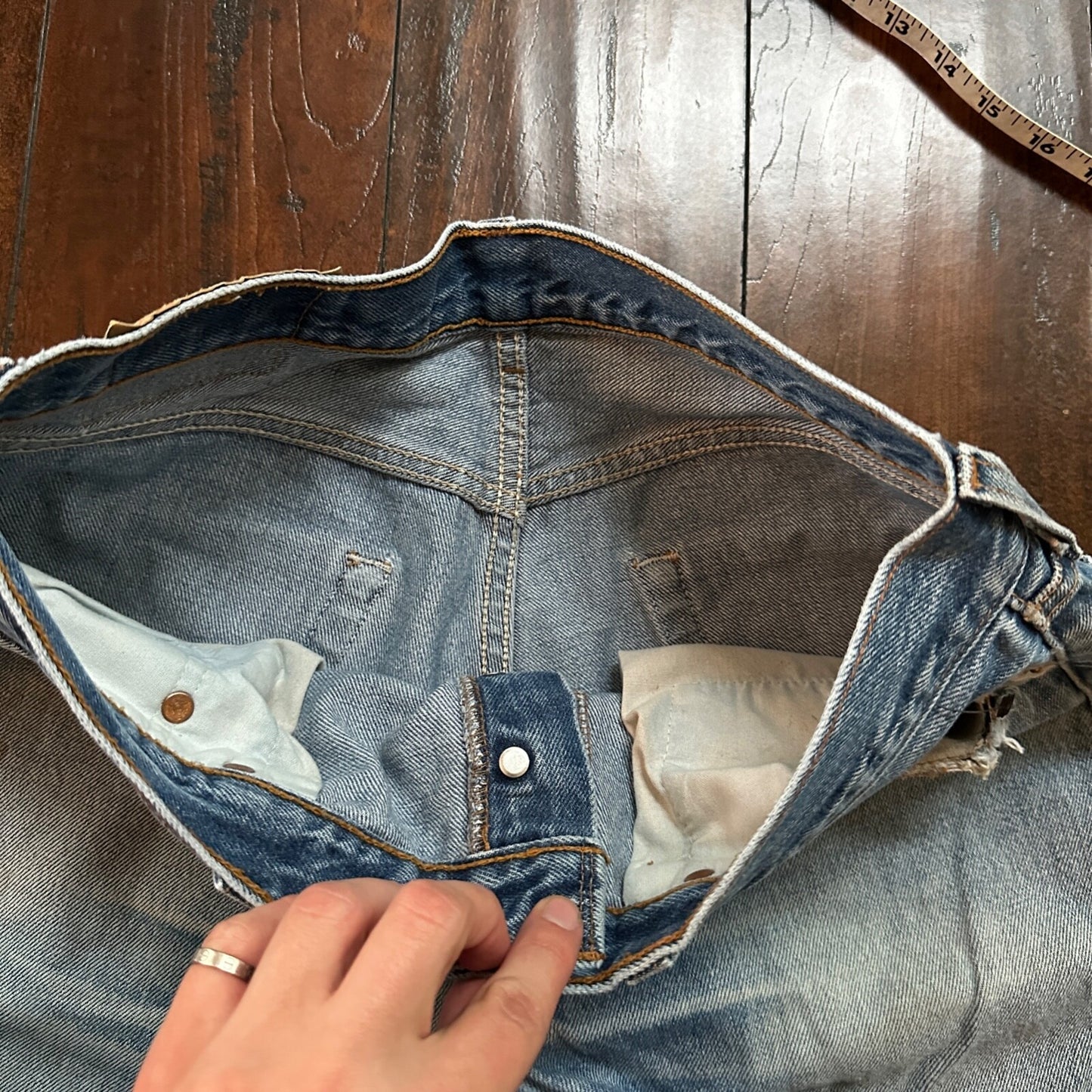VTG 90s Levis 501 Button Fly 34x38 Tag Jeans Straight Wash Y2K Blue XX Act 30x33