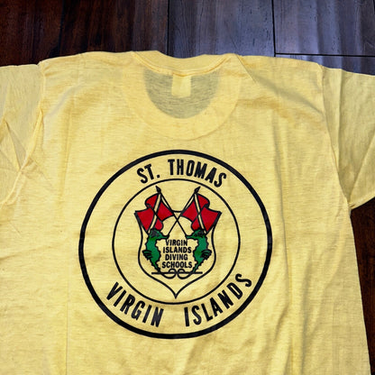 Dive A Virgin Islands Yellow VTG T Shirt Swim Swimming Rare Funny 70s 80s Joke