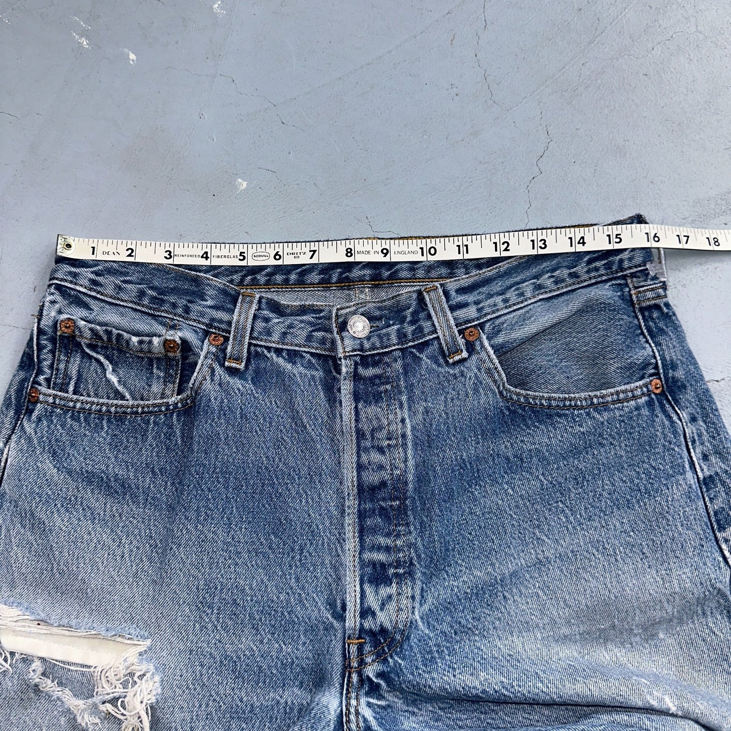 Levis 501 Vintage 90s USA XX Straight Leg Jeans Blue Light Wash 35x32 Act 31x29