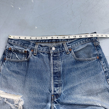 Levis 501 Vintage 90s USA XX Straight Leg Jeans Blue Light Wash 35x32 Act 31x29