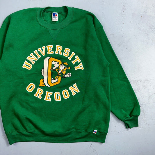 Oregon Ducks Donald Russell Athletic Sweatshirt 2XL VTG Crewneck Green 90s USA