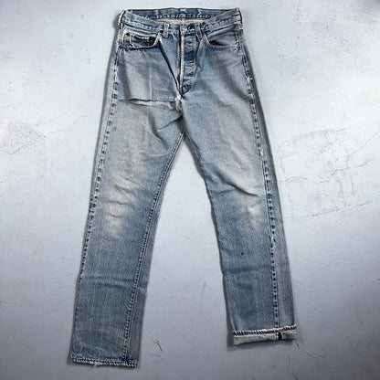 Levis 501 Vintage 80s Redline Selvedge USA XX Jeans Thrashed Light Act 30x33