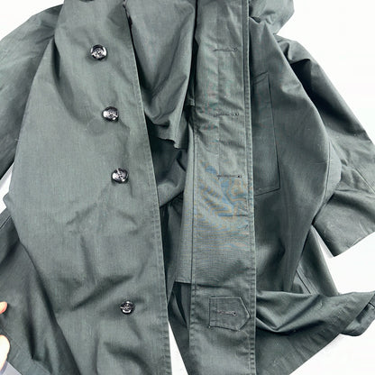 Aqaron Rain Trench Coat Mens 38 Short Green Long Sleeve Button Long Jacket