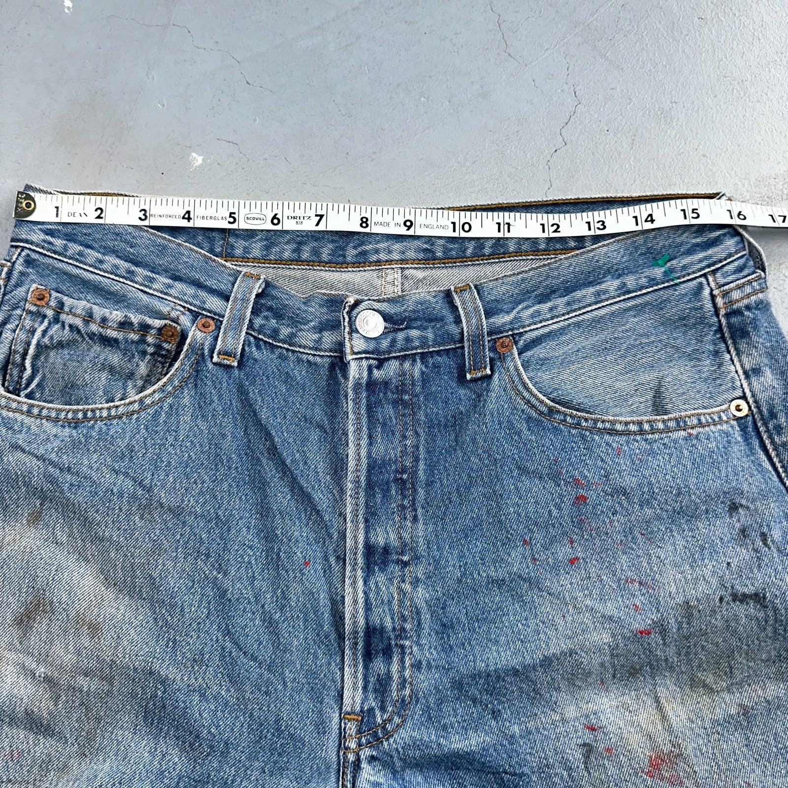 Levis 501 Vintage 90s Poland Straight Leg Jeans Blue Med Wash 34x34 Act 32x33