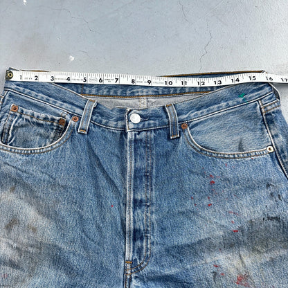 Levis 501 Vintage 90s Poland Straight Leg Jeans Blue Med Wash 34x34 Act 32x33