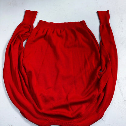 Lord Jeff VTG Medium M Pull Over Sweater Cotton Red USA 1970s 70s V Neck