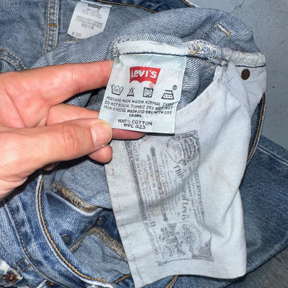 Levis 501 Vintage 90s Y2K Straight Leg Jeans Blue Light Wash 35x32 Act 34x31