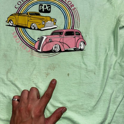 Cars Muscle Classic Engine VTG T Shirt USA Anvil Green Colors PPG Single Stitch