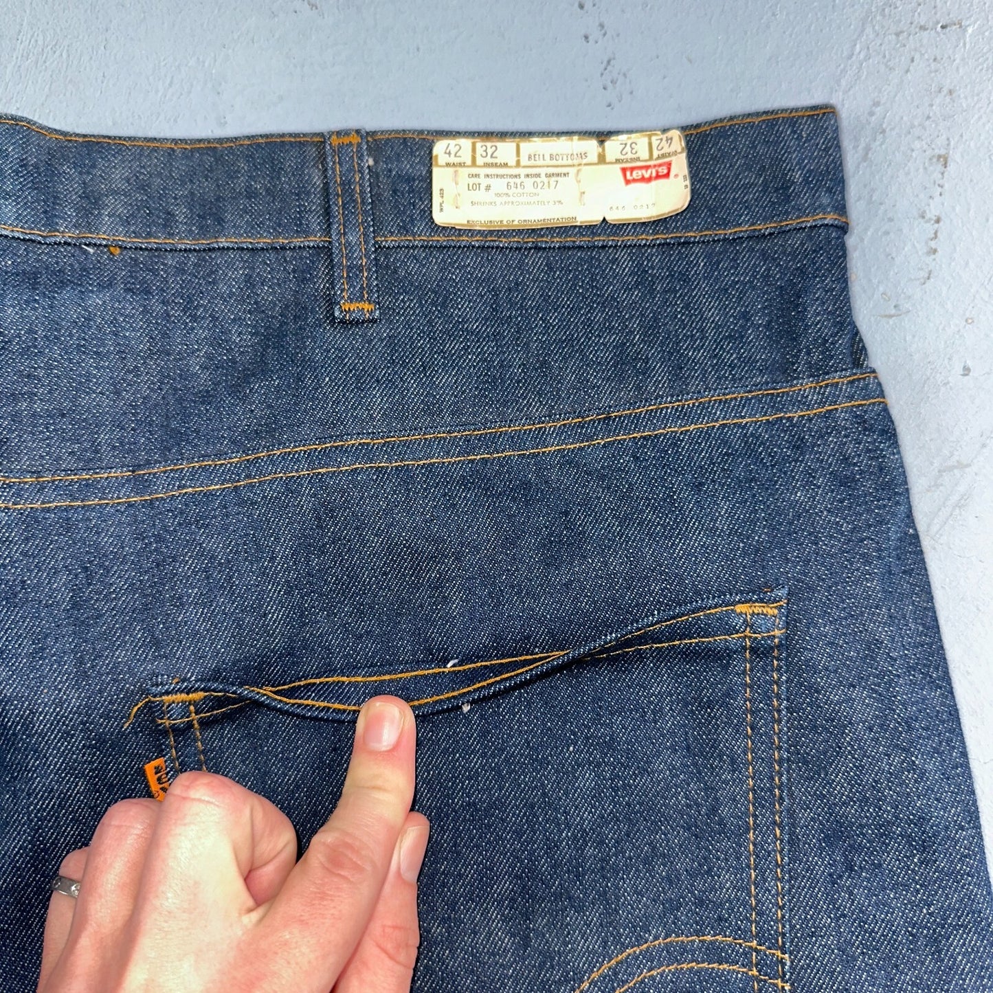 Levis 646 Deadstock 70s USA Orange Tab Bootcut Flare Bell Bottom NOS Jeans 42x32