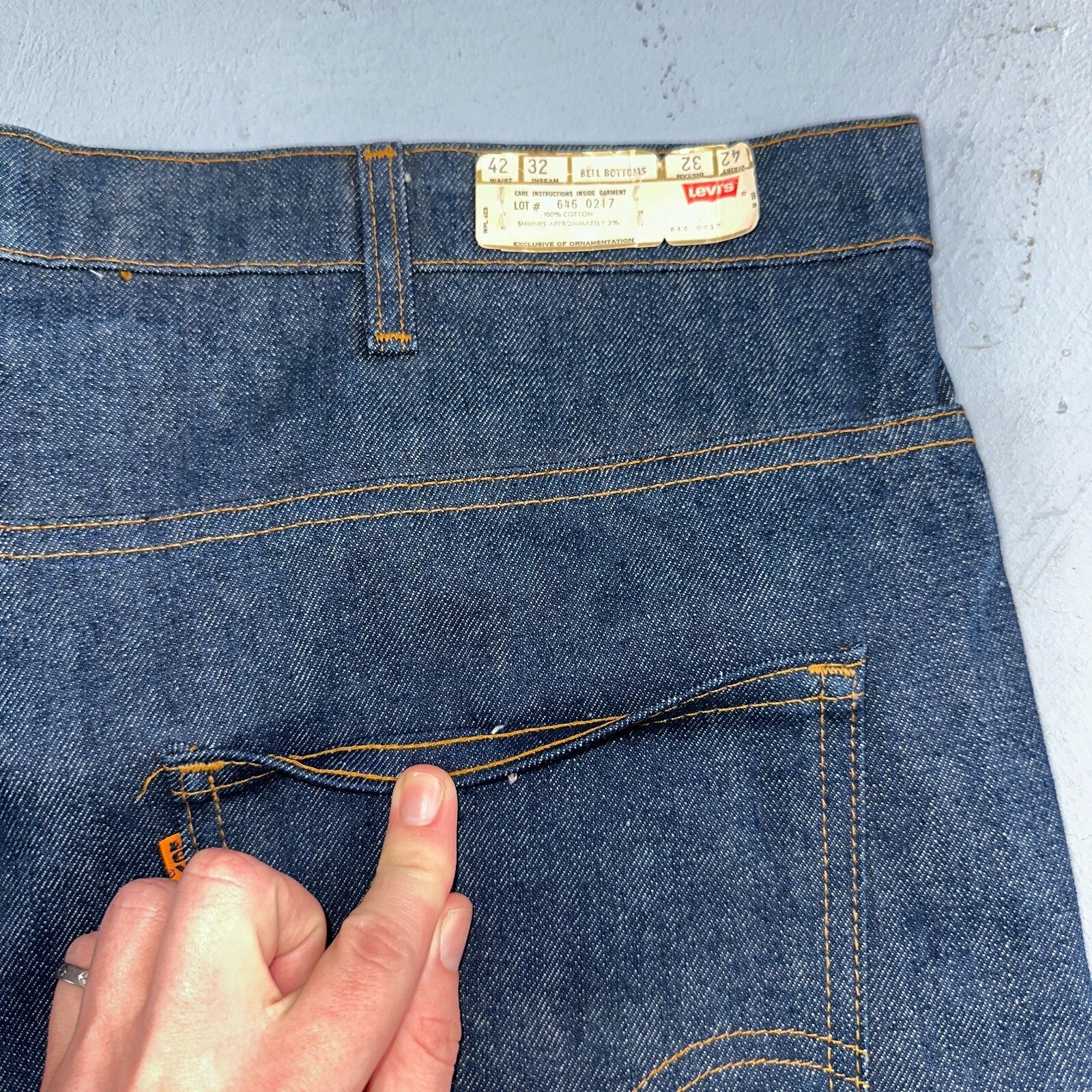 Levis 646 Deadstock 70s USA Orange Tab Bootcut Flare Bell Bottom NOS Jeans 42x32