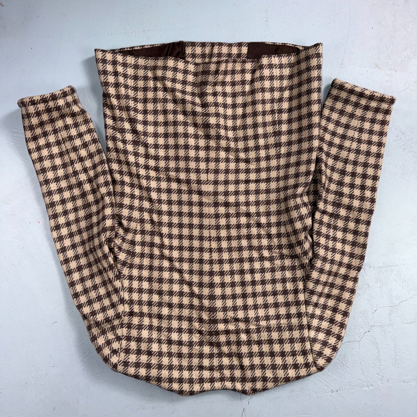 Giorgio Armani Jacket Women 42 VTG Brown Houndstooth V Neck Italy Cashmere Wool