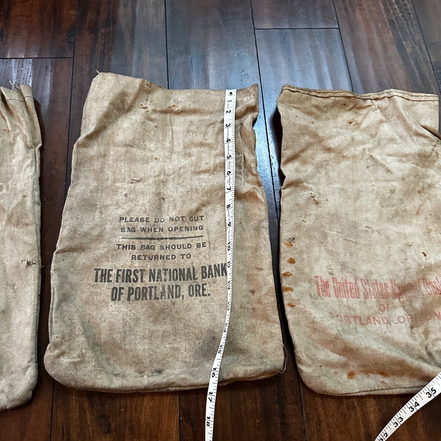 Vtg The First National Bank Money Bag Cloth Bag Portland Oregon California 1940s