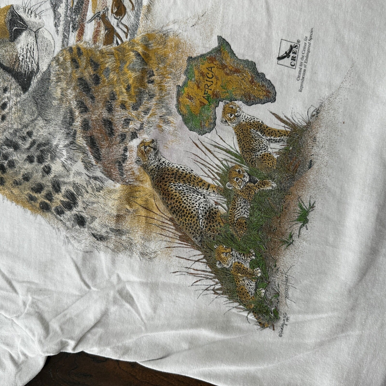 Cheetah Cat Vintage T Shirt Oregon Safari Wildlife Animals Love 80s Rap Single