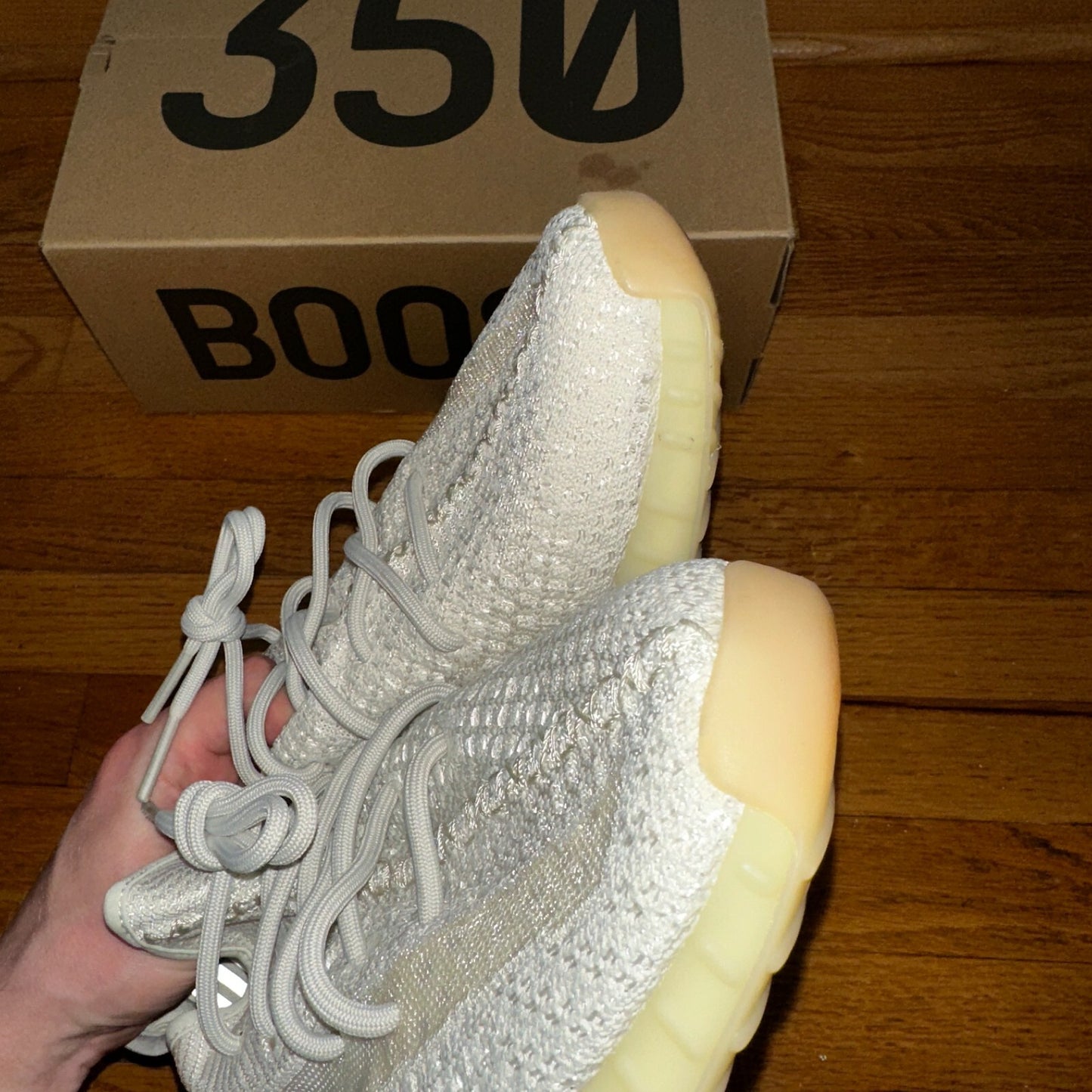 Adidas Yeezy Boost 350 V2 Low Light Size 11 With Box Lightly Worn White