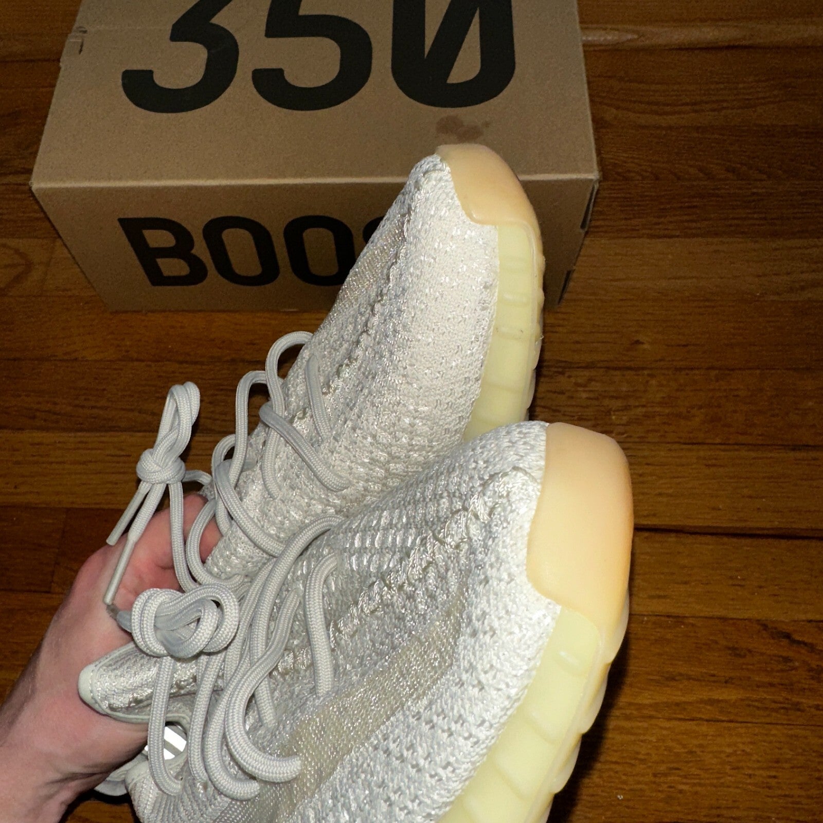 Adidas Yeezy Boost 350 V2 Low Light Size 11 With Box Lightly Worn White