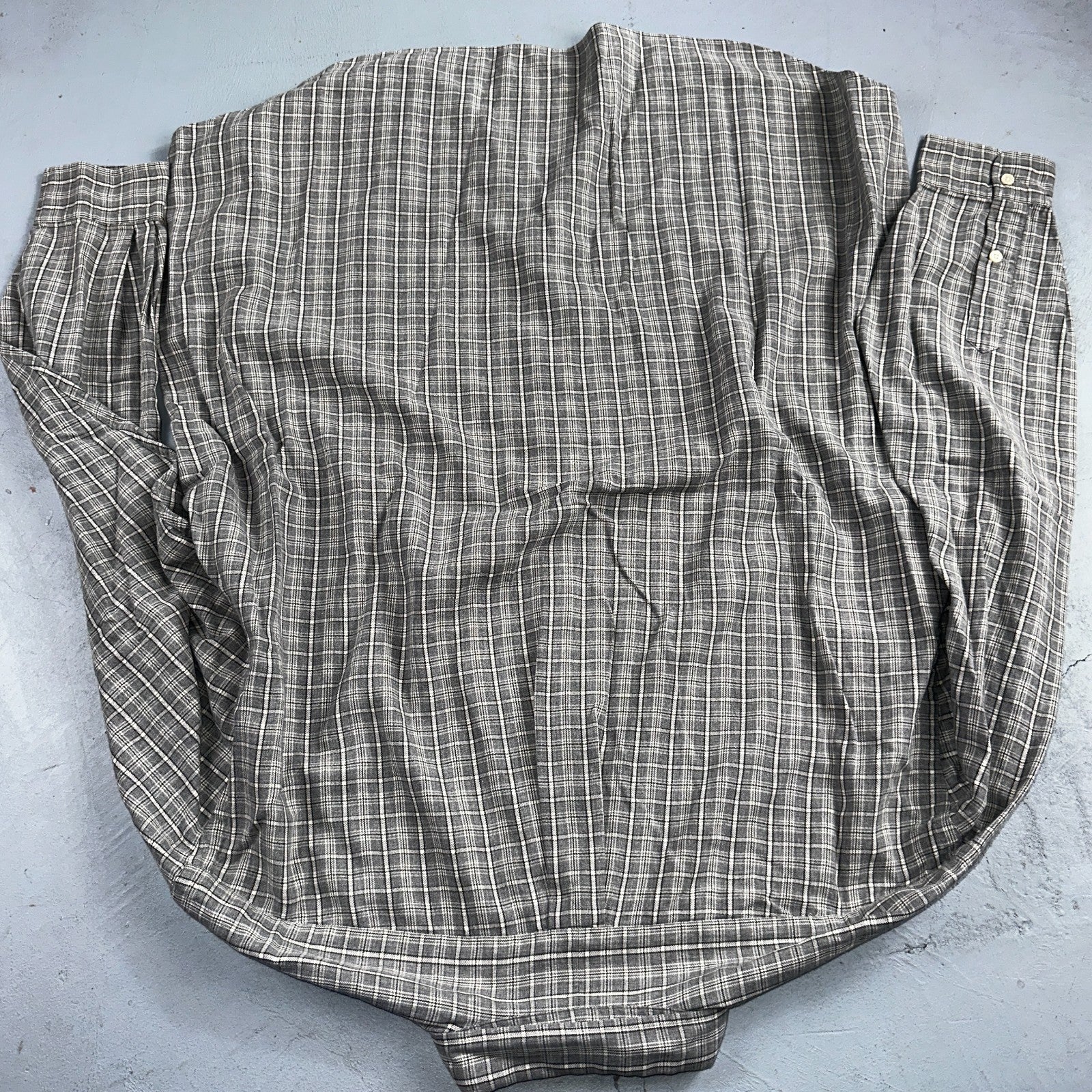 Ralph Lauren Shirt VTG XL Gray Blaire Cotton Long Sleeve Button Up Down Plaid