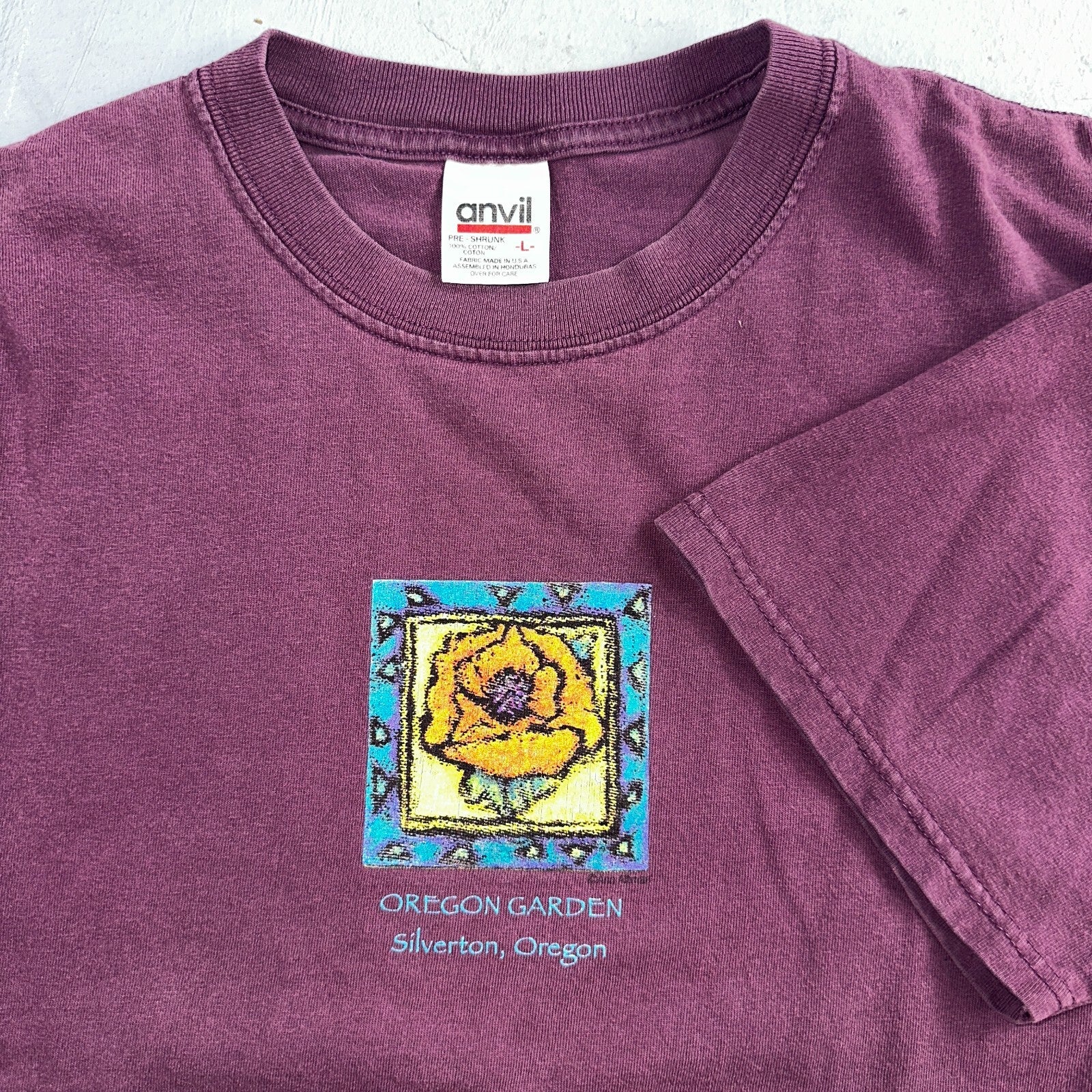 Silverton Oregon Garden VTG T Shirt Frank Lloyd Wright House Flower 90s Anvil