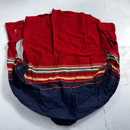 Wrangler Shirt VTG Mens 17 35 Red Blue Checked Long Tails Long Sleeve Aztec