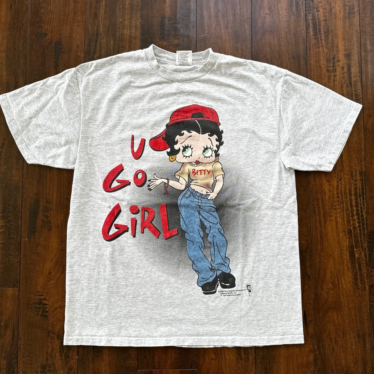 Betty Boop Hot Girl Vintage T Shirt Oneita Single Stitch Grey U GO Girl Rap