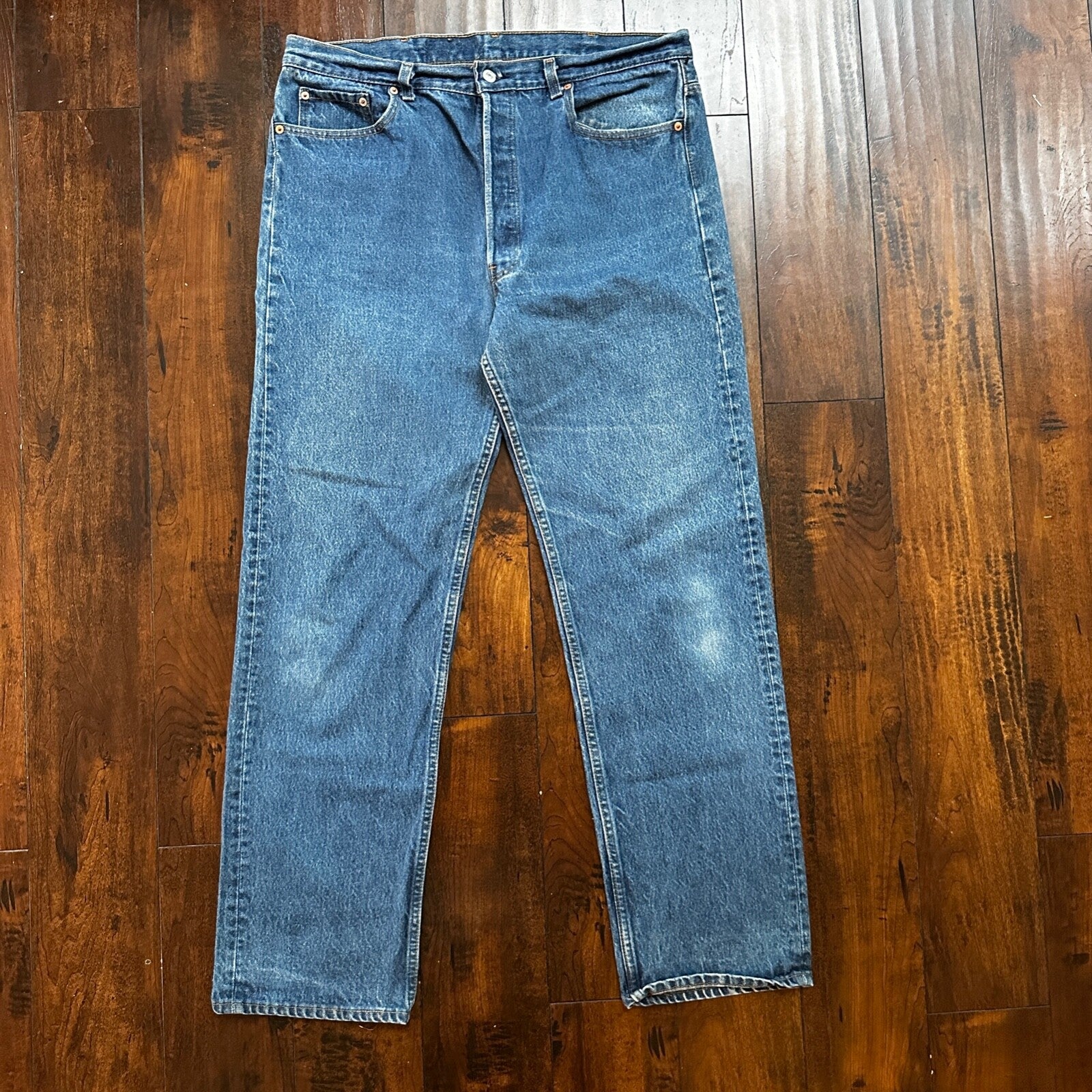 VTG 90s Levis 501 Button Fly 40x36 USA Tag Jeans Straight Wash Blue XX Act 36x32