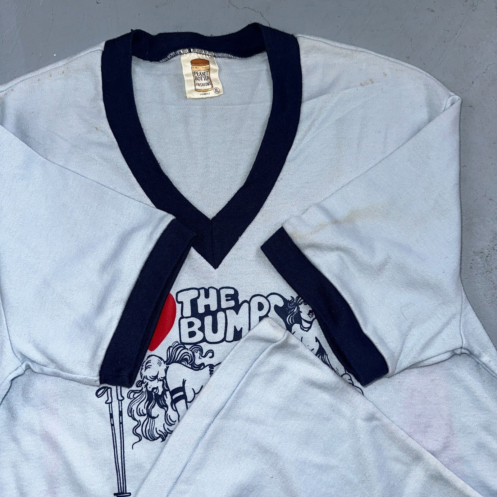 Peanut Butter Fashions 1970s VTG T Shirt I Love The Bumps Rare Funny Graphic Ski